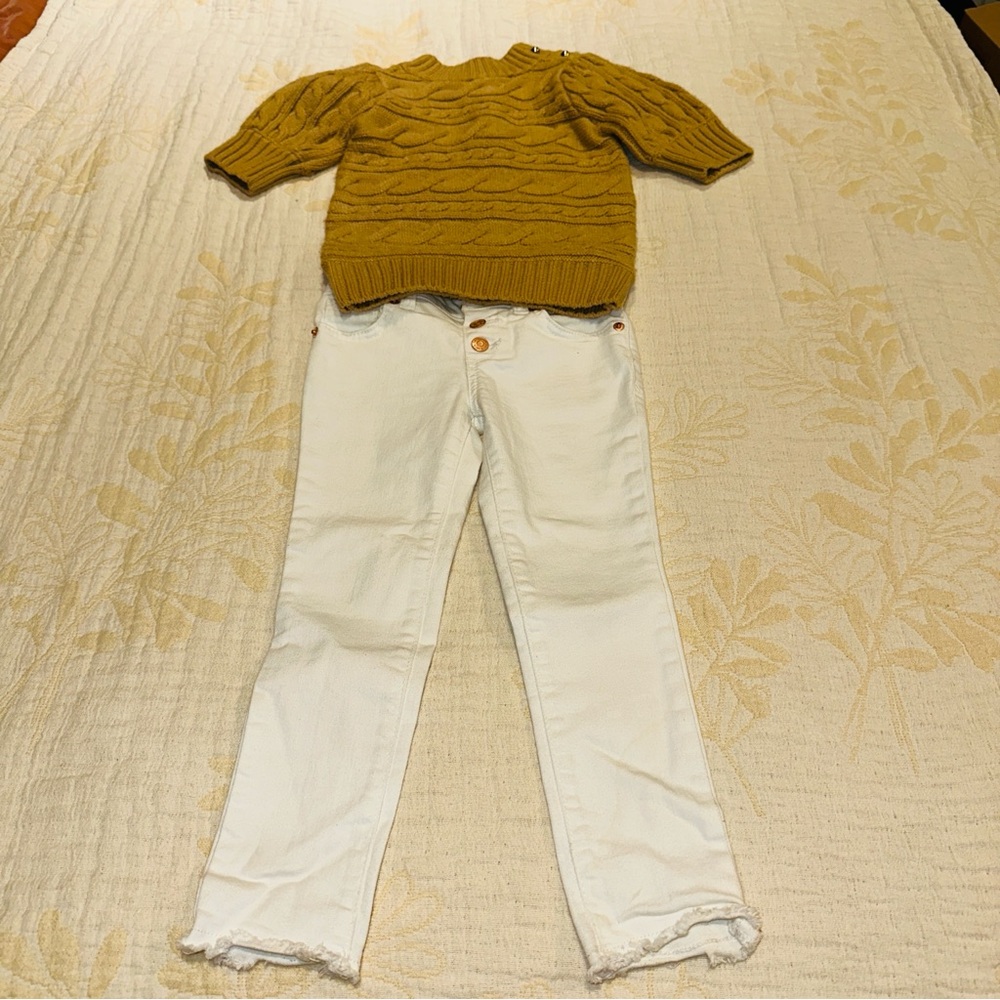 Janie and Jack Sweater and White Pants Set 4t